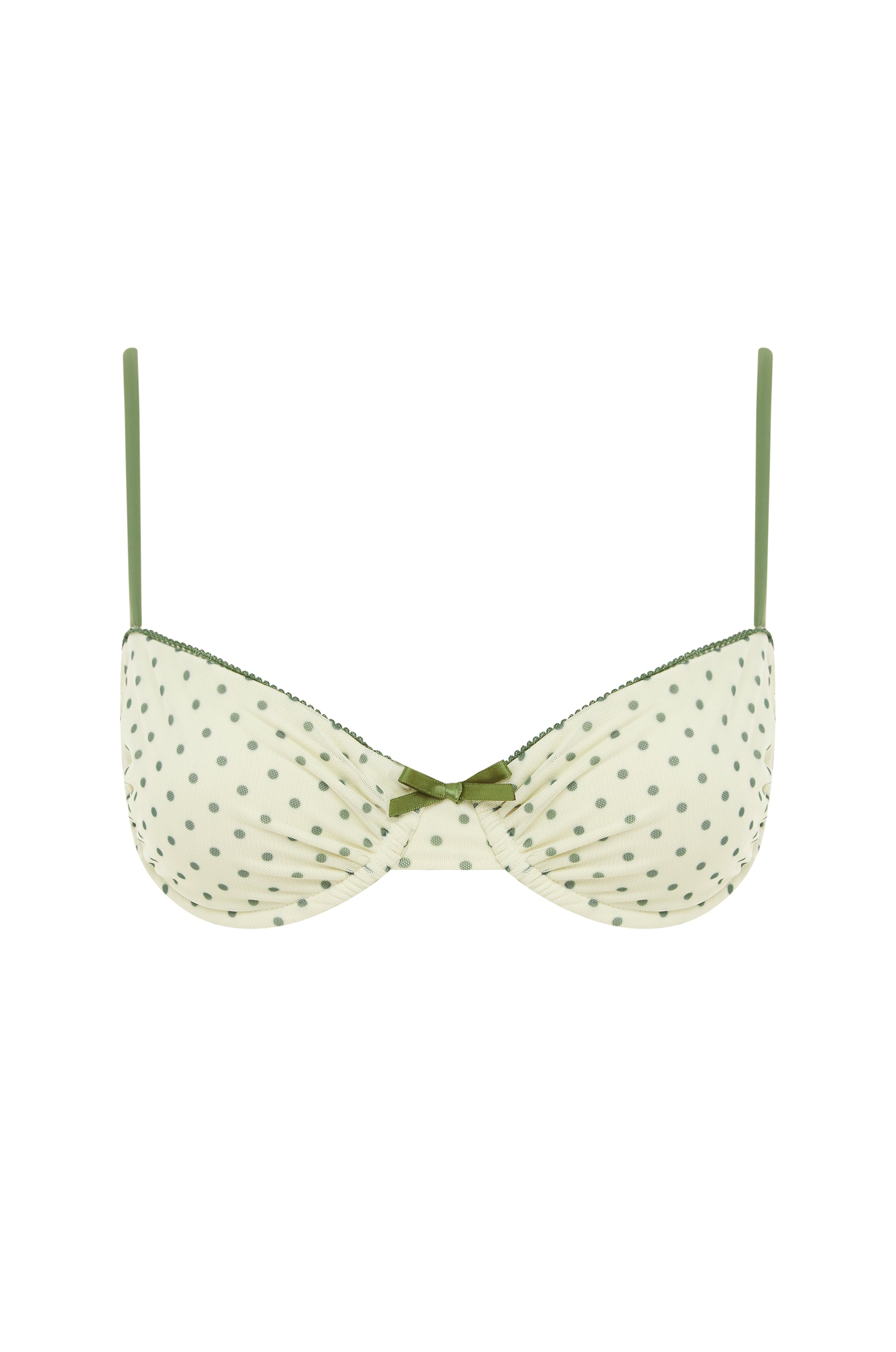 Jeanie Bikini Top | Green Polka Dot