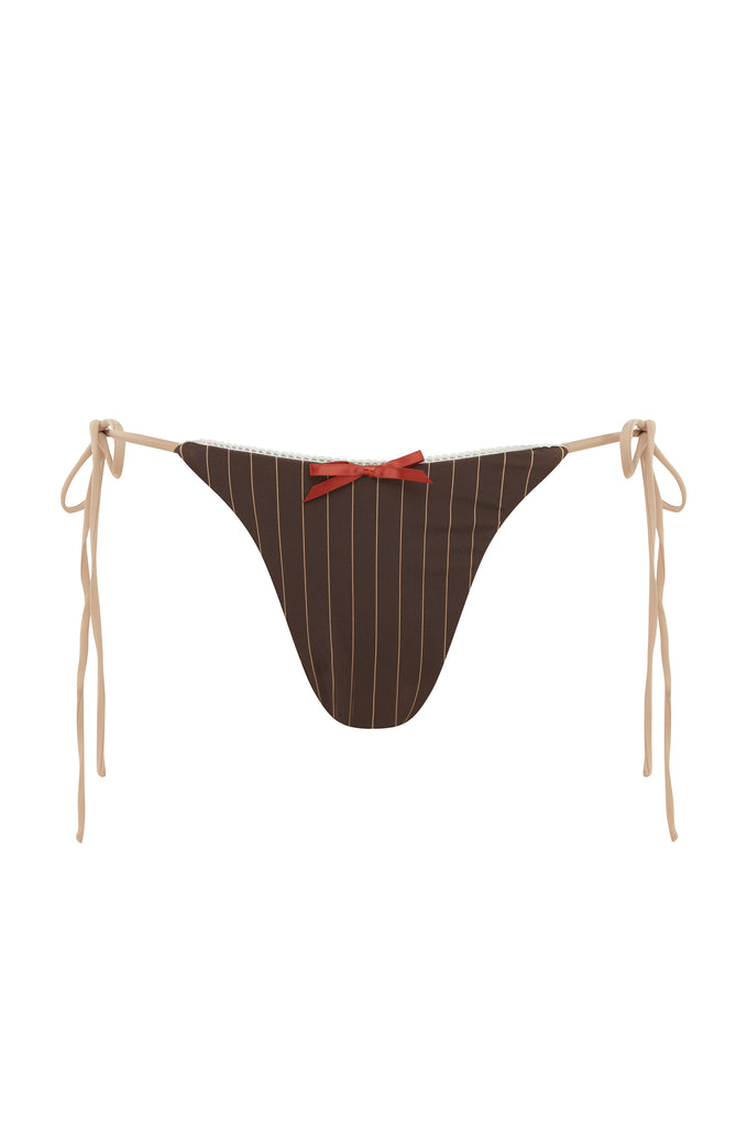Juni Bikini Bottom | Brown Pinstripe