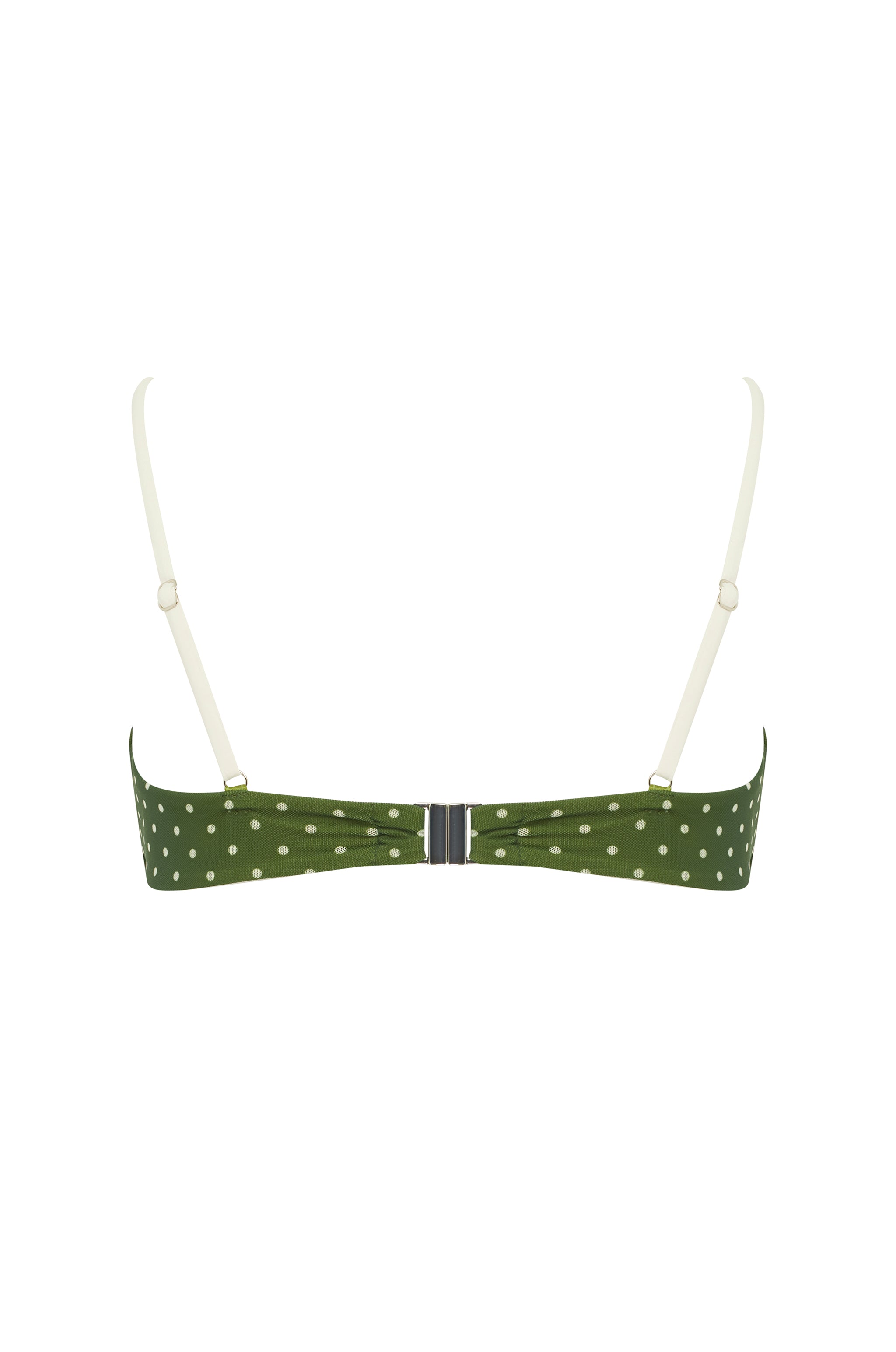 Jeanie Bikini Top | Green / White Polka Dot