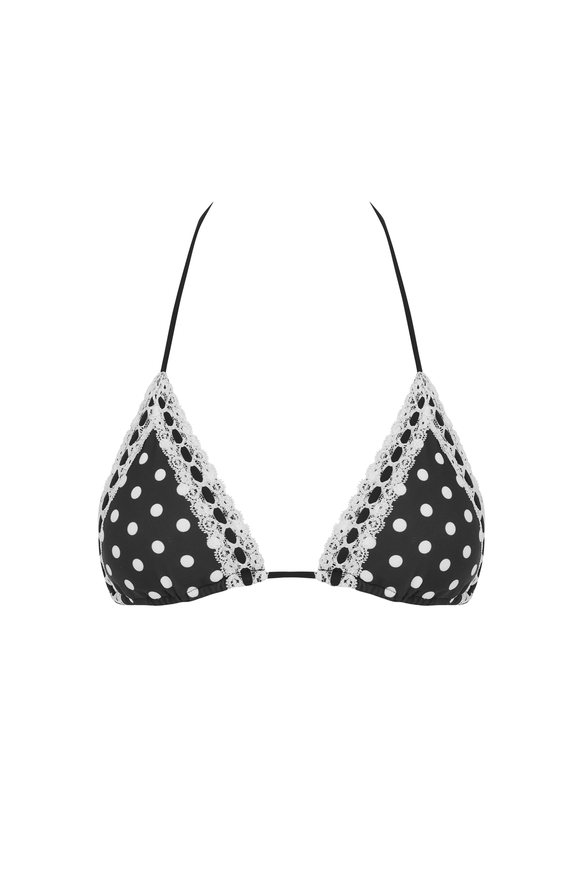 Juni Bikini Top | Black / White Polka Dot