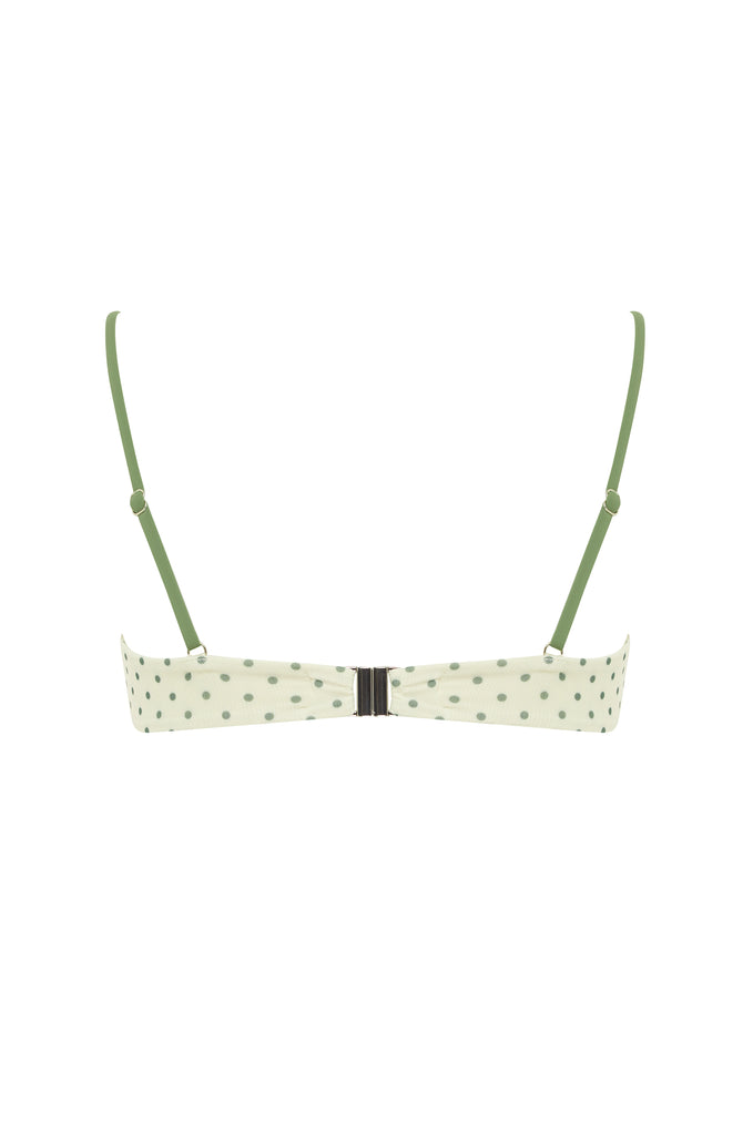 Jeanie Bikini Top | Green Polka Dot