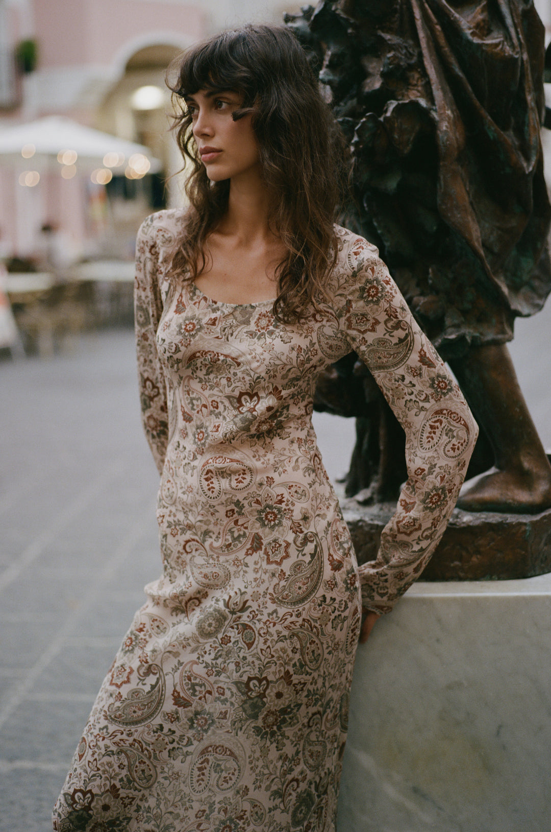 Josephine Dress | Stone Paisley front view