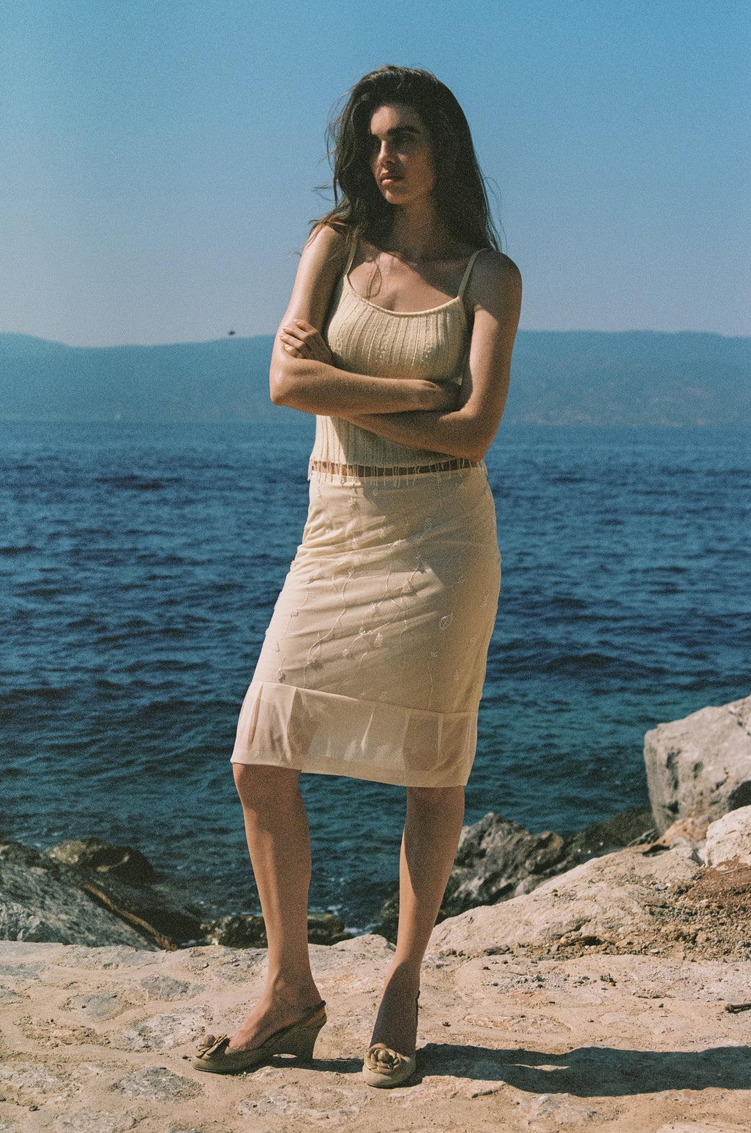 Kayla Skirt | Champagne front view