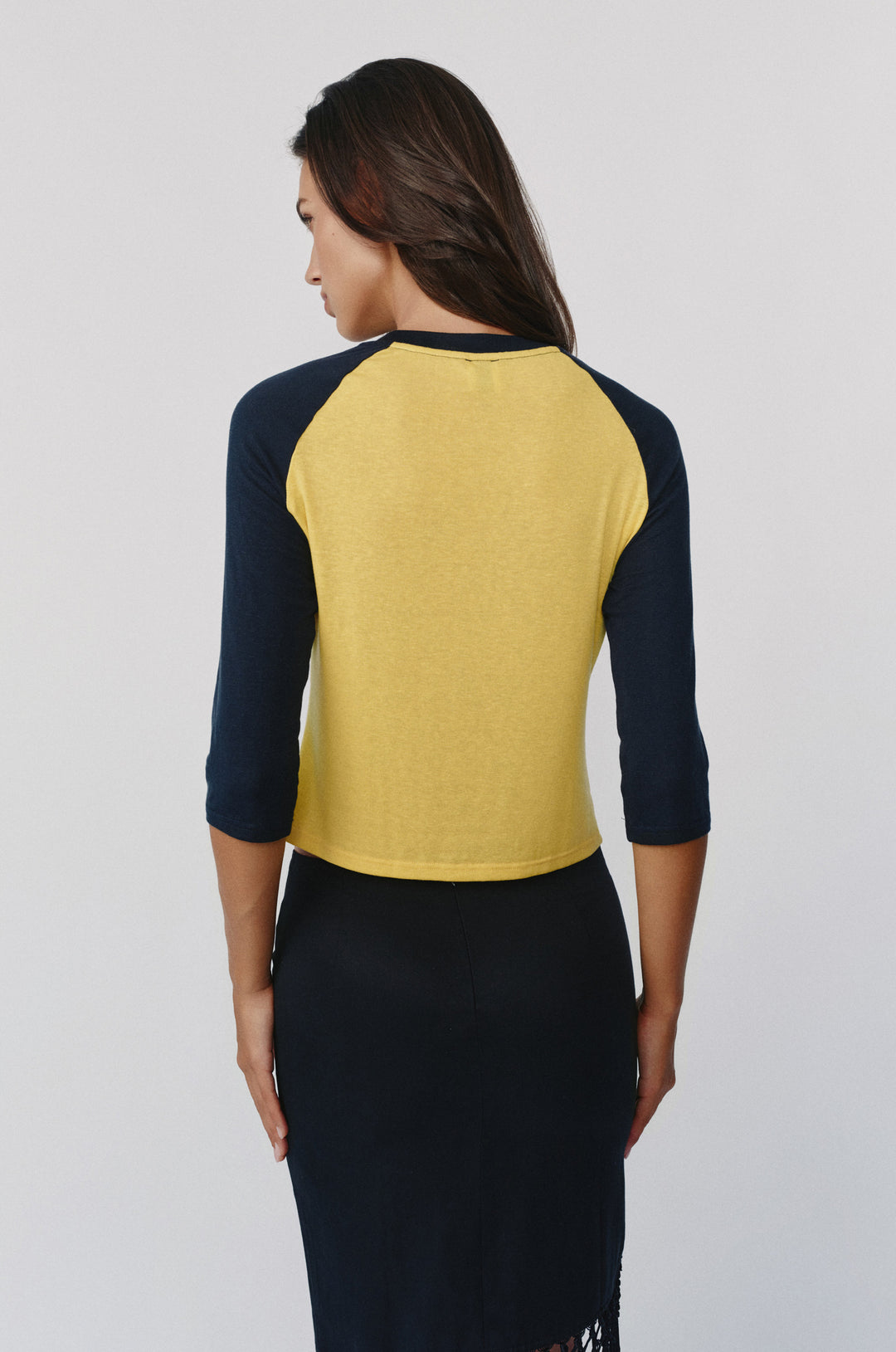 Billie Raglan Tee | Yellow / Midnight Navy alternate product view