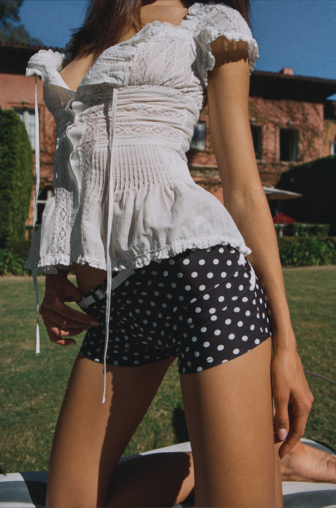 Blake Swim Shorts | Black / White Polka Dot