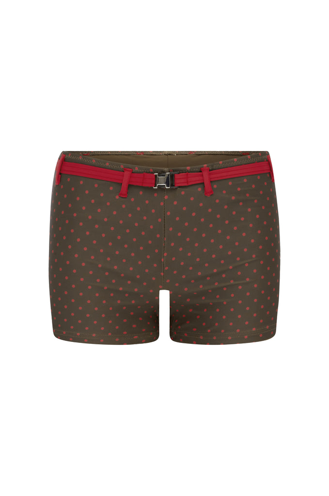 Blake Swim Shorts | Brown / Red Polka Dot