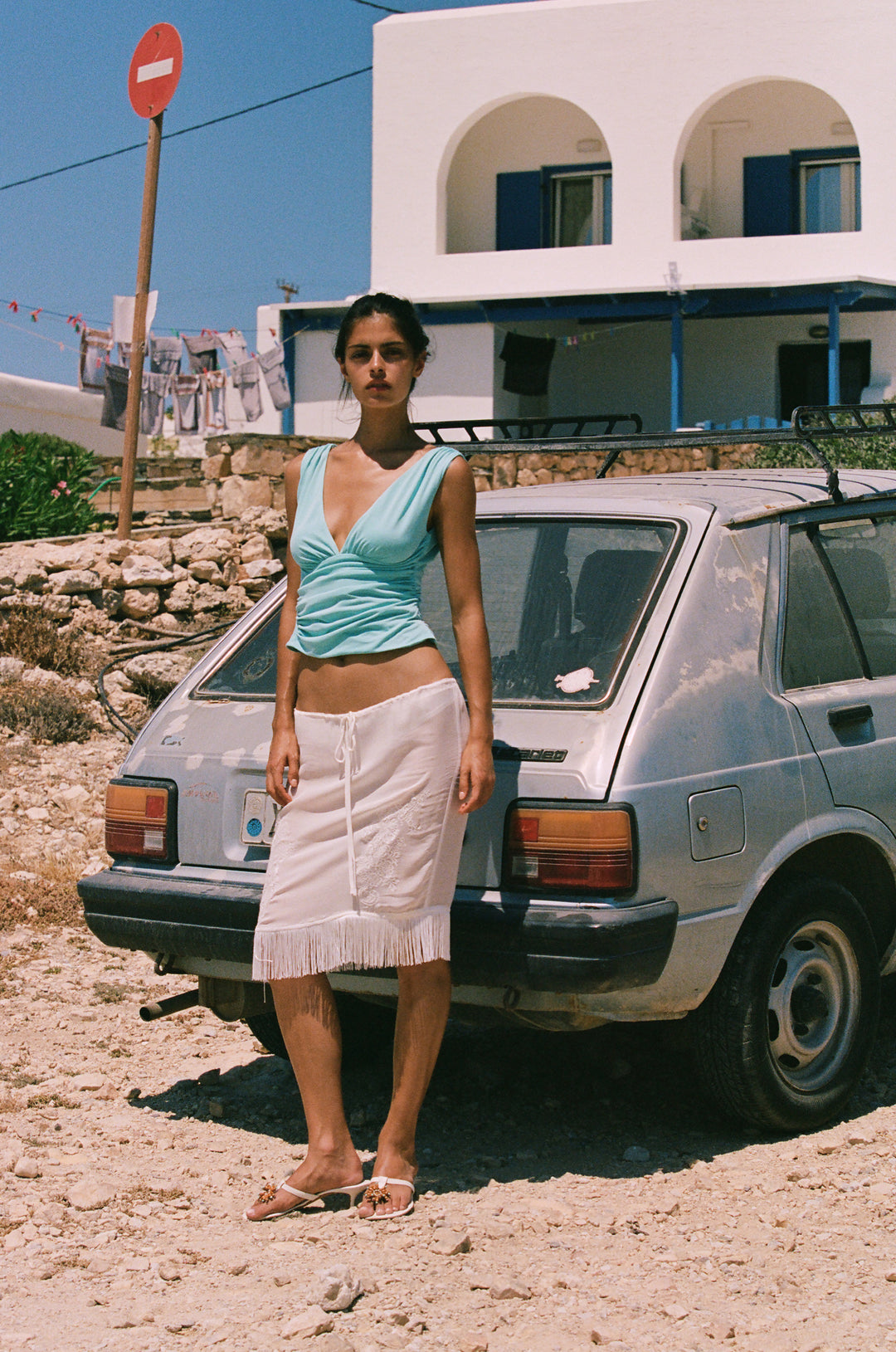 Jane Top | Aqua front view