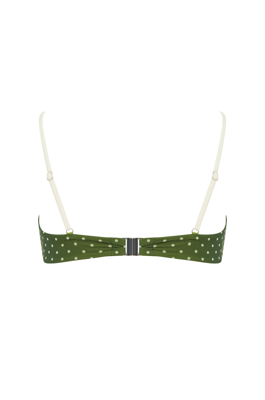 Jeanie Bikini Top | Green / White Polka Dot