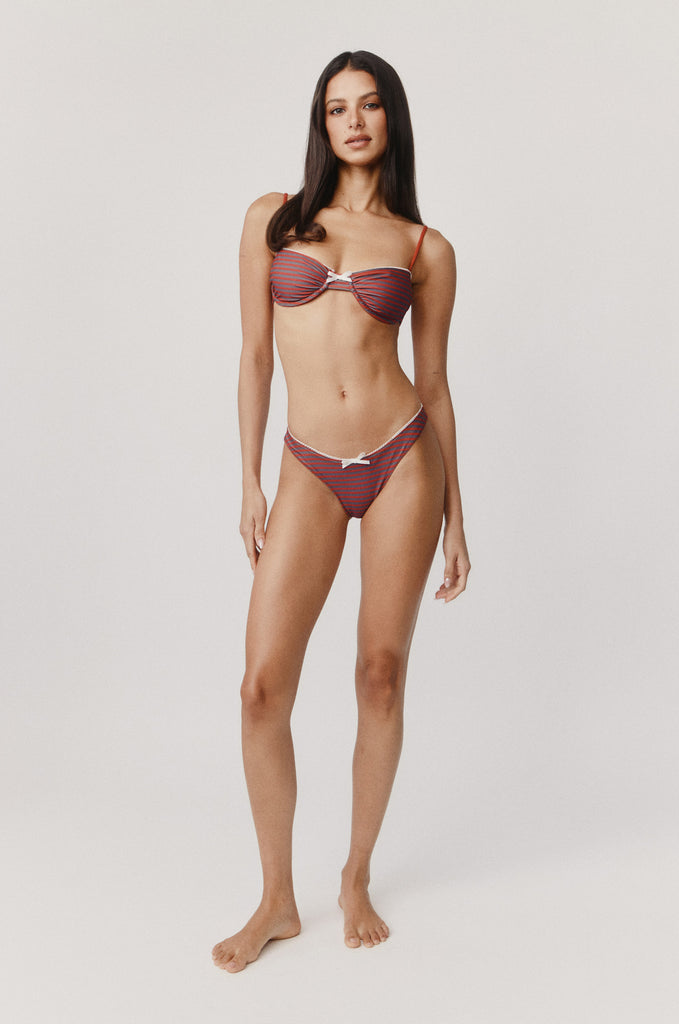 Jeanie Bikini Top | Red Stripe