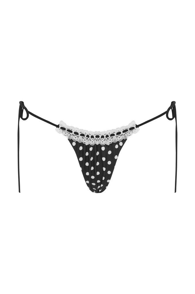 Juni Bikini Bottom | Black / White Polka Dot