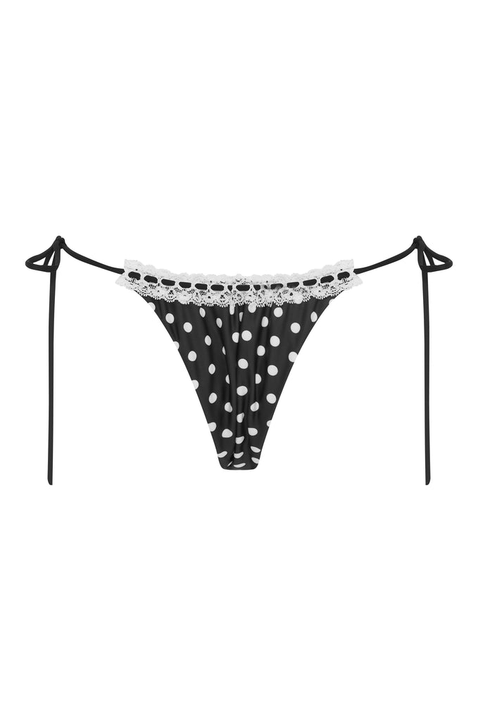 Juni Bikini Bottom | Black / White Polka Dot