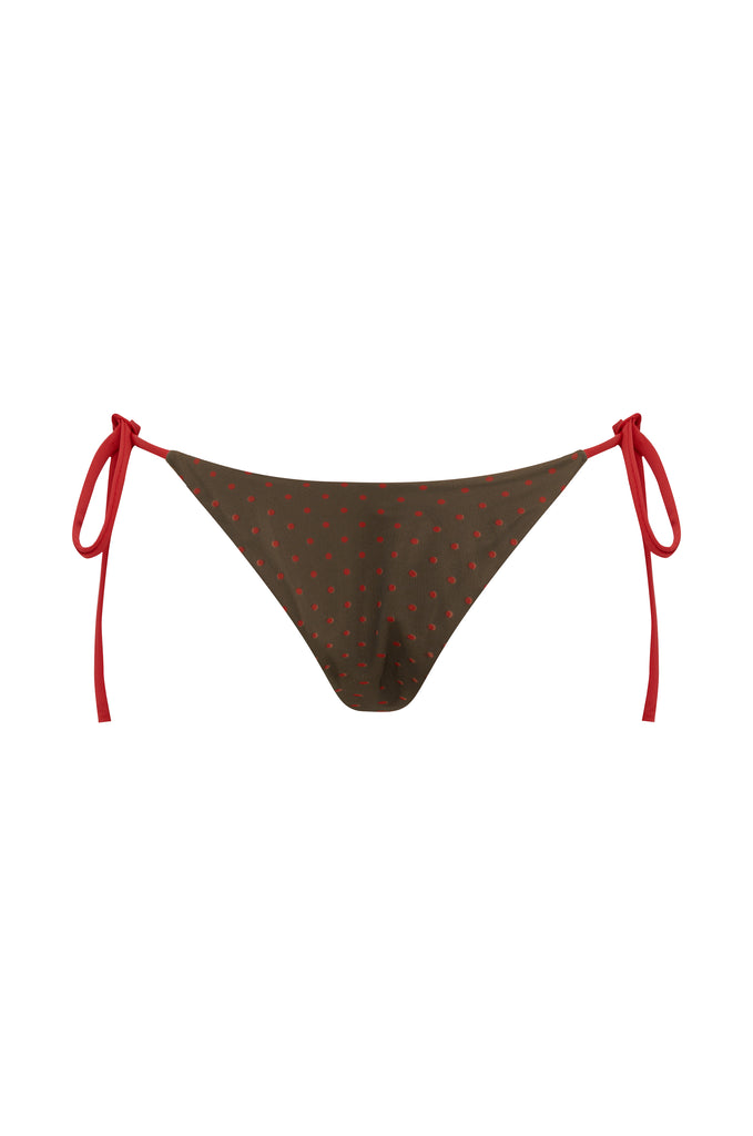 Juni Bikini Bottom | Brown / Red Polka Dot