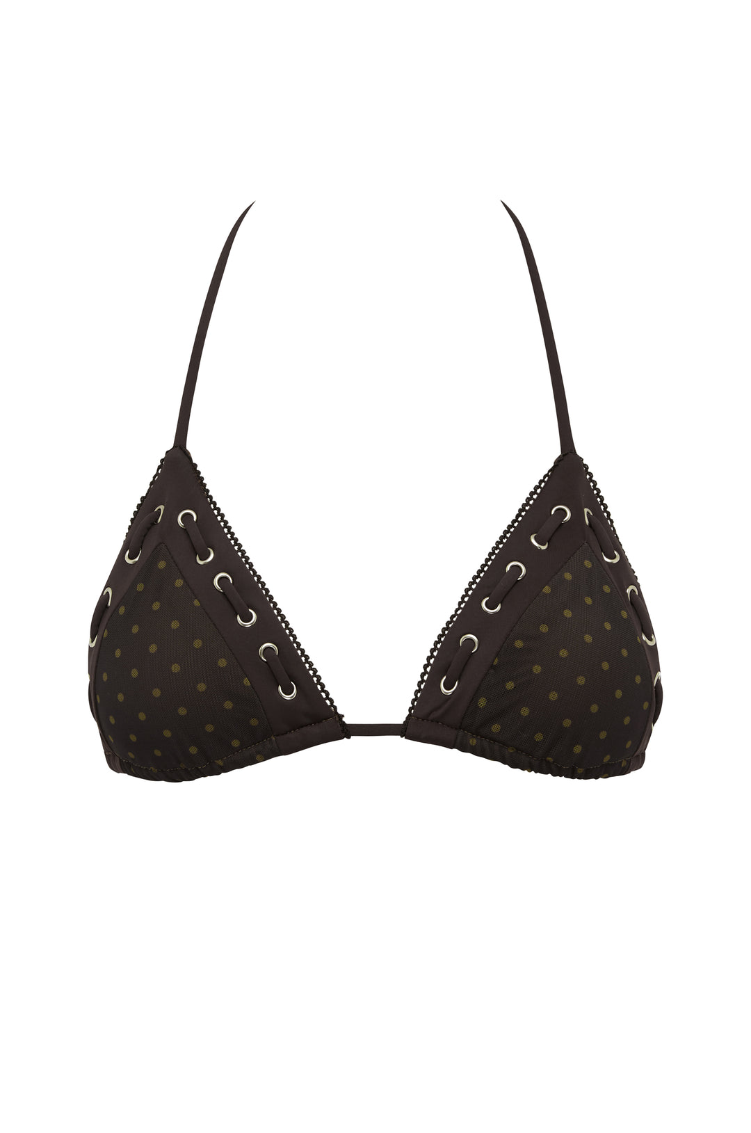 Juni Bikini Top | Brown Polka Dot