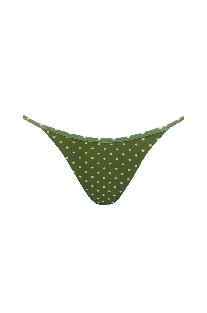 Lola Bikini Bottom | Green / White Polka Dot