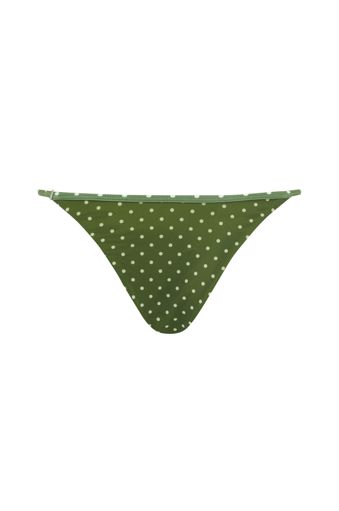 Lola Bikini Bottom | Green / White Polka Dot