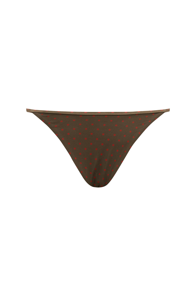 Lola Bikini Bottom | Brown / Red Polka Dot