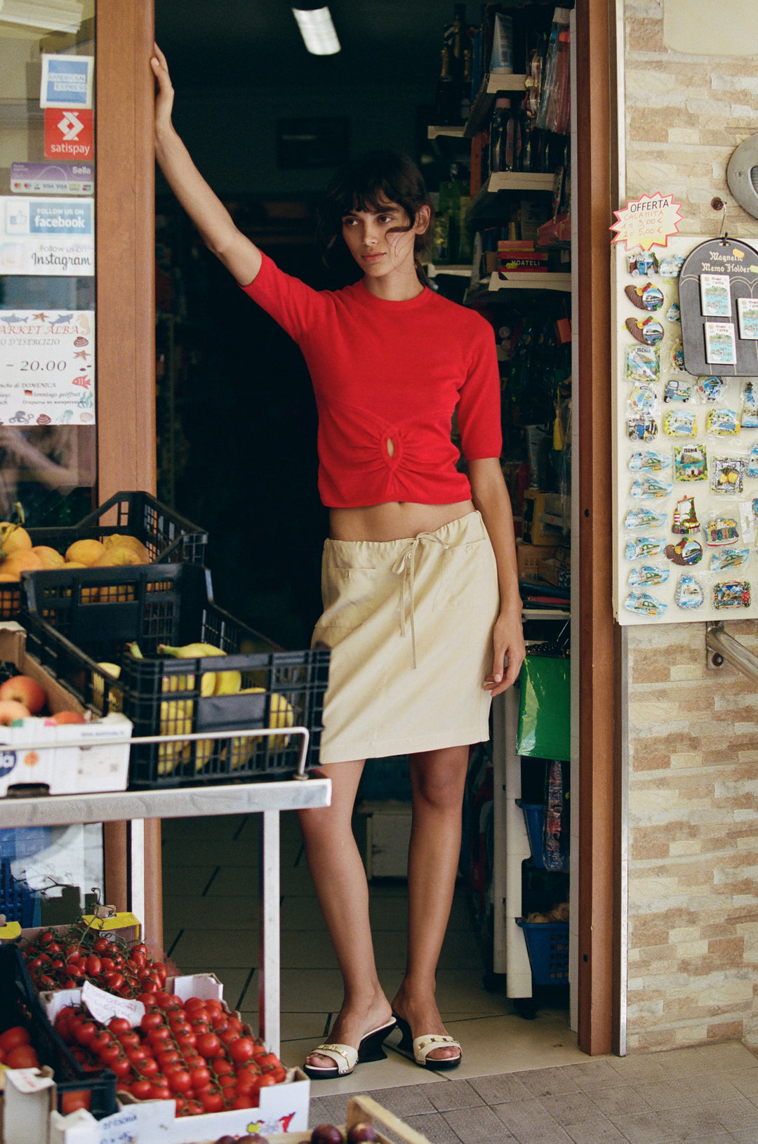 Thea Skirt | Beige front view
