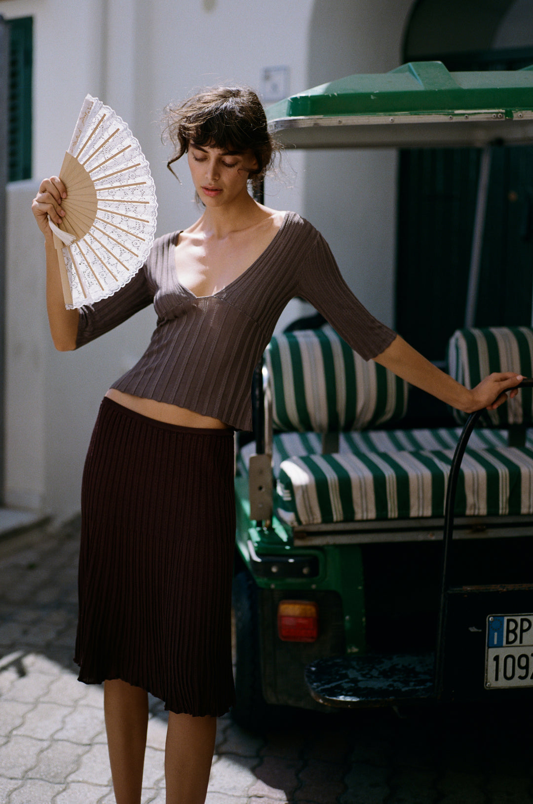 Veda Skirt | Chocolate front view