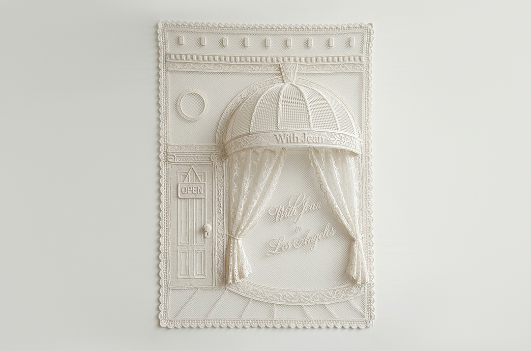 Decorative artwork announcing the With Jéan Los Angeles pop-up store
